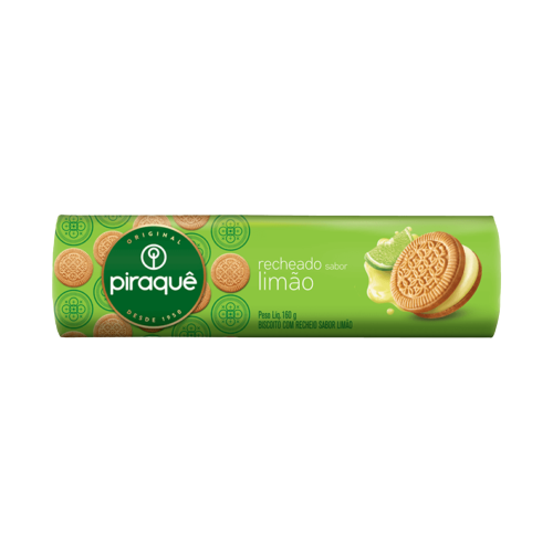 BISCOITO PIRAQUE RECHEADO 160 G LIMAO