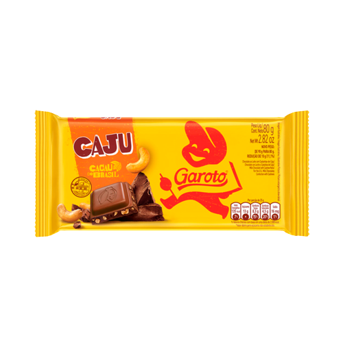 CHOCOLATE GAROTO BARRA CAJU E CAST 80G