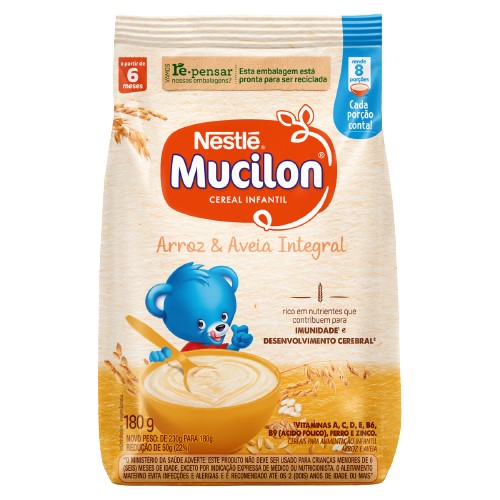 MINGAU MUCILON SACHE ARROZ AVEIA 180 G 