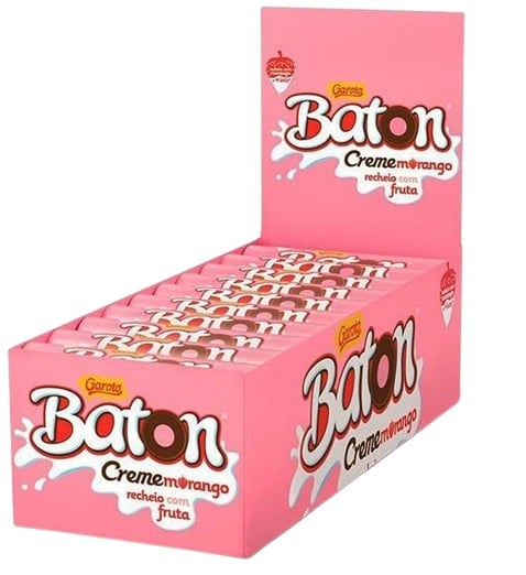BATON GAROTO CREME MORANGO