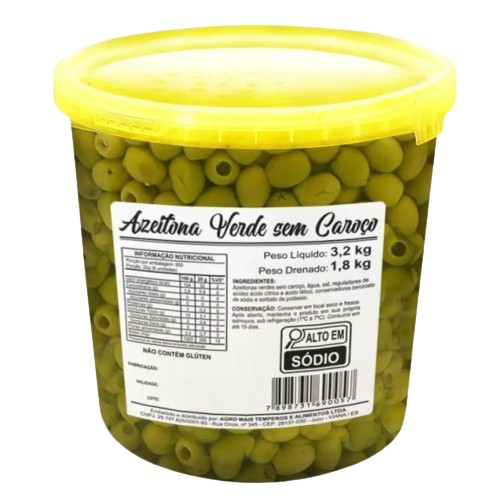 AZEITONA VERD S/CAROC AGRO MAIS BD 1,8KG