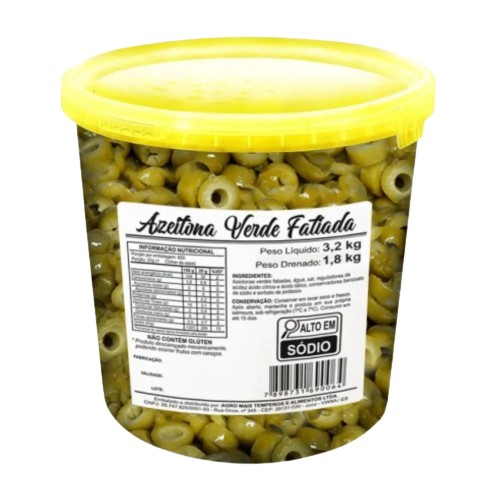 AZEITONA VERD FATIAD AGRO MAIS BD 1,8 KG