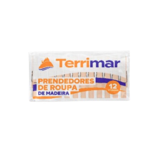 PRENDEDOR DE ROUPA TERRIMAR 12UN MADEIRA