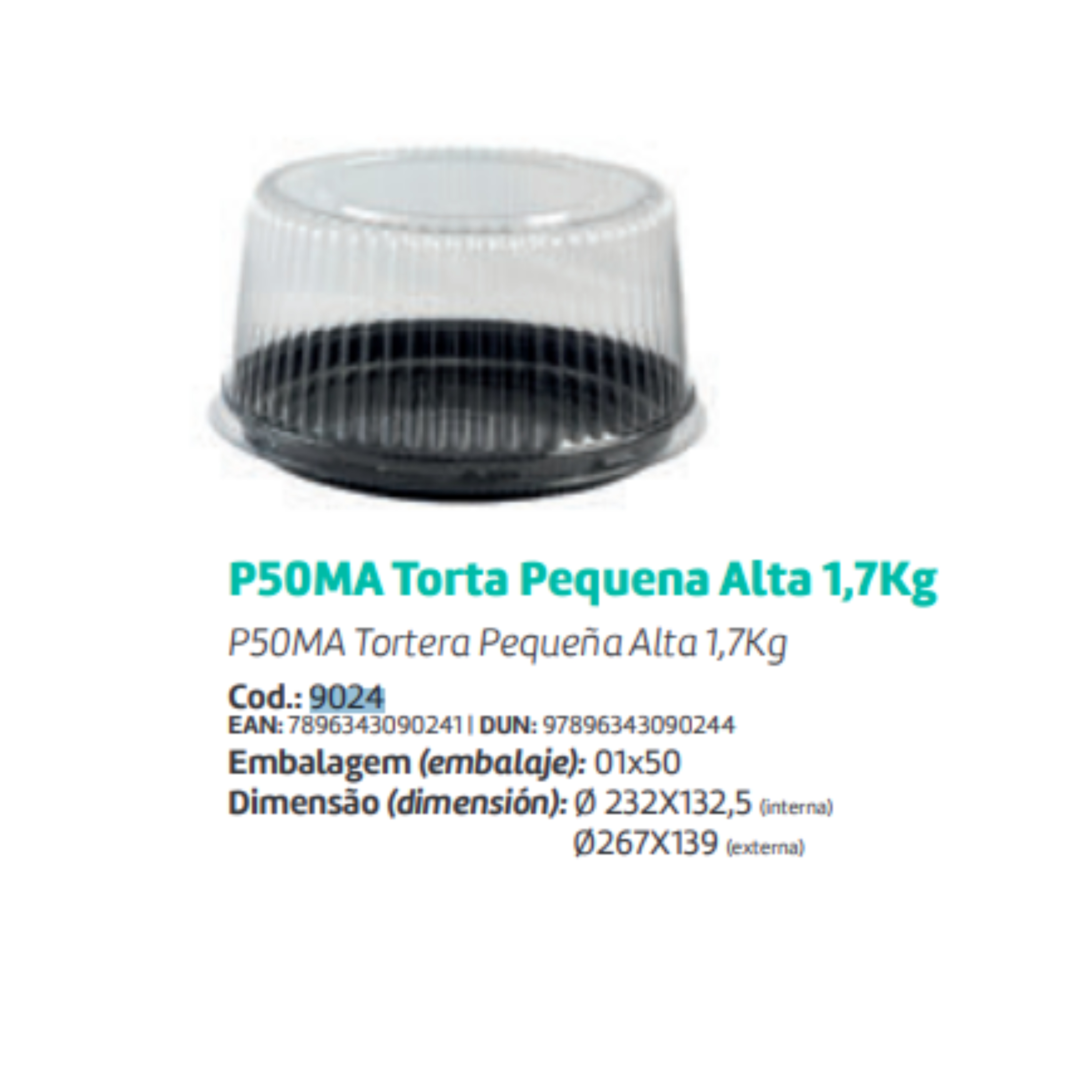 PF FORMA TORTA 1,7KG P50 PEQ A C50 9024