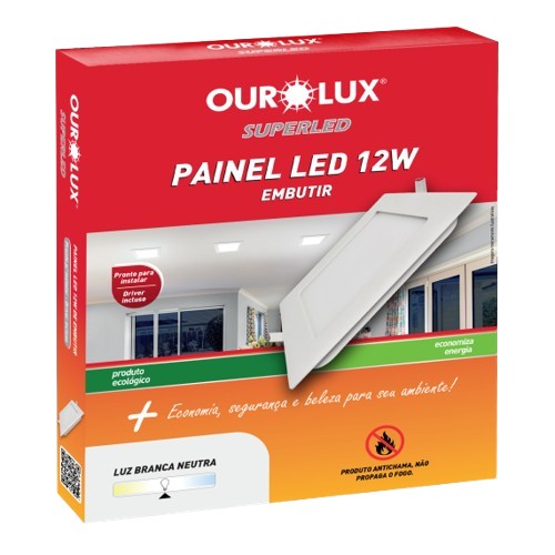 PAINEL LED QUAD. EMB OUROLUX 12W 6500K