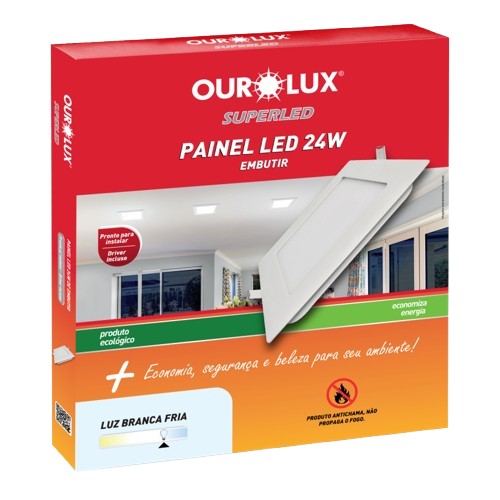 PAINEL LED QUAD. EMB OUROLUX 24W 6500K