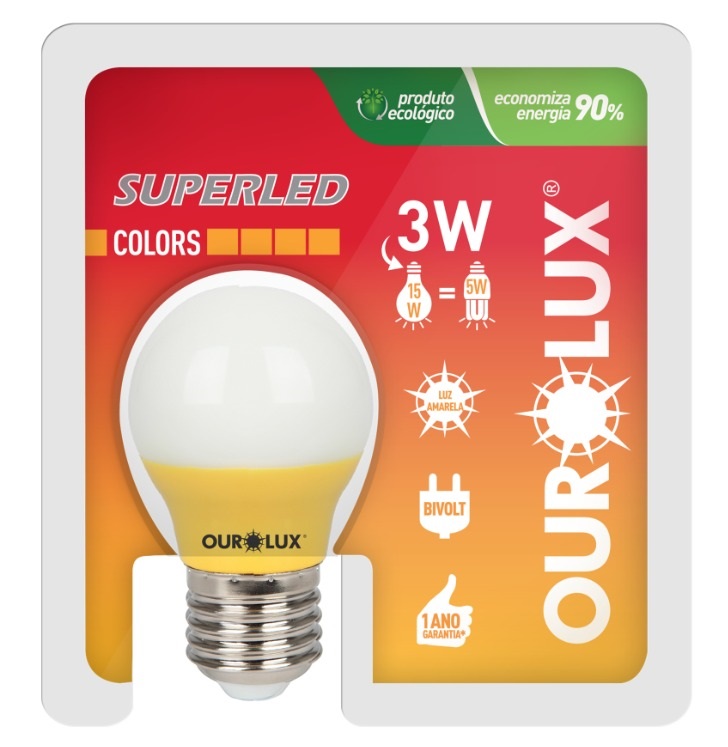 LAMPADA SUPERLED OUROLUX 3W BI COR AMAR