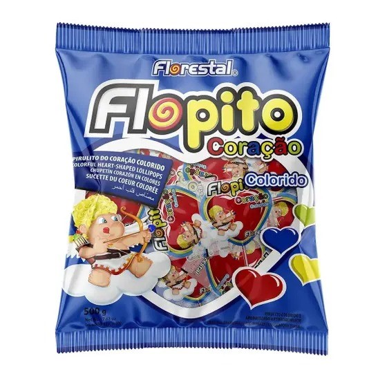 PIRULITO FLOR. CORACAO COLORIDO 500 G