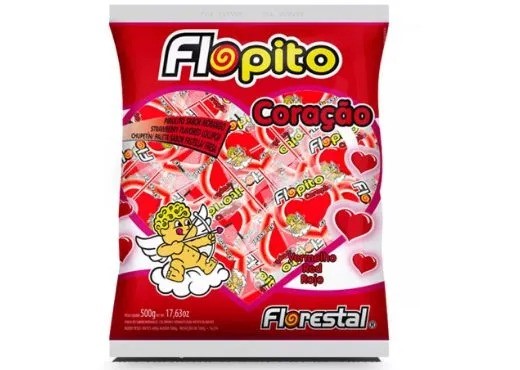 PIRULITO FLOR. CORACAO VERMELHO 500 G