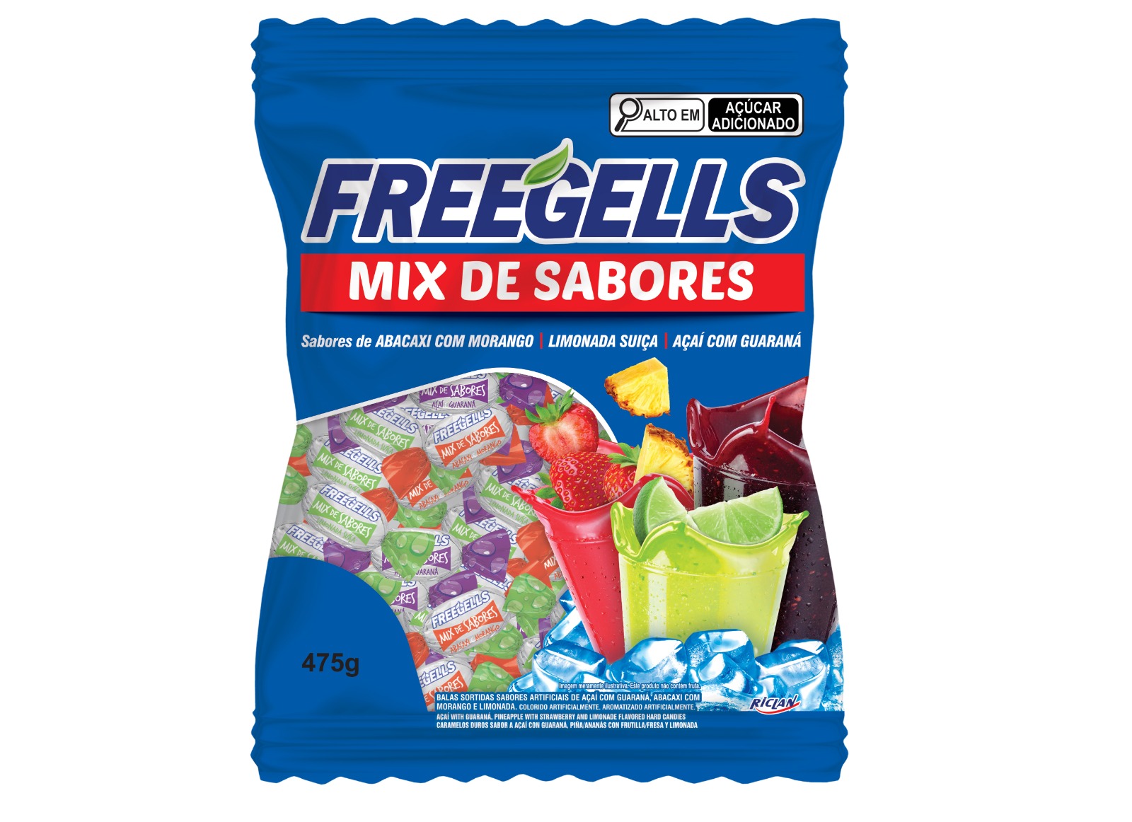 BALA FREEGELLS MIX SABORES AZUL 475 G