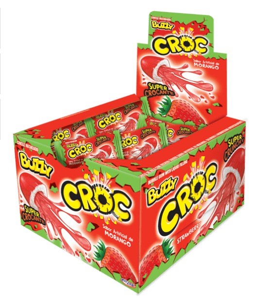 CHICLETE BUZZY CROC MORANGO 172G