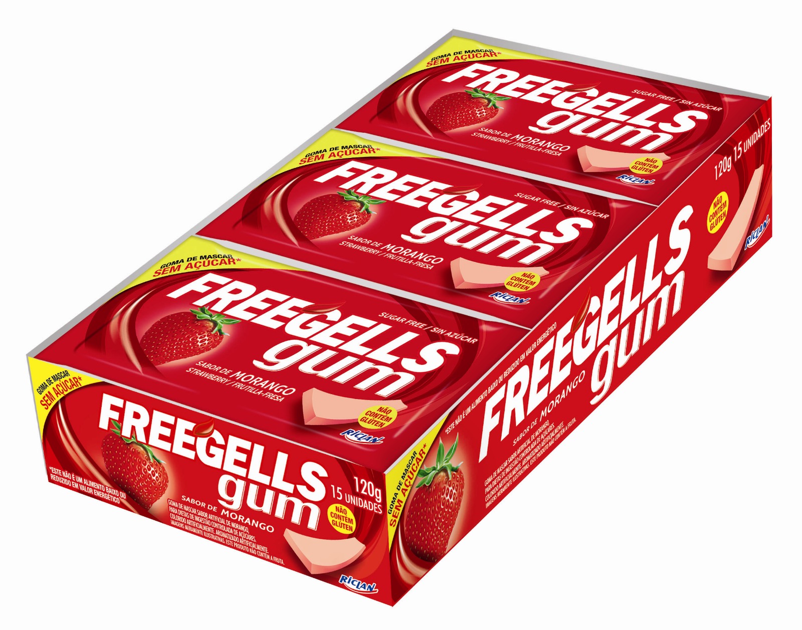 CHICLETE FREEGELLS GUM MORANGO 8 G