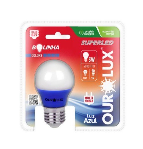 LAMPADA SUPERLED OUROLUX 3W BI COR AZUL