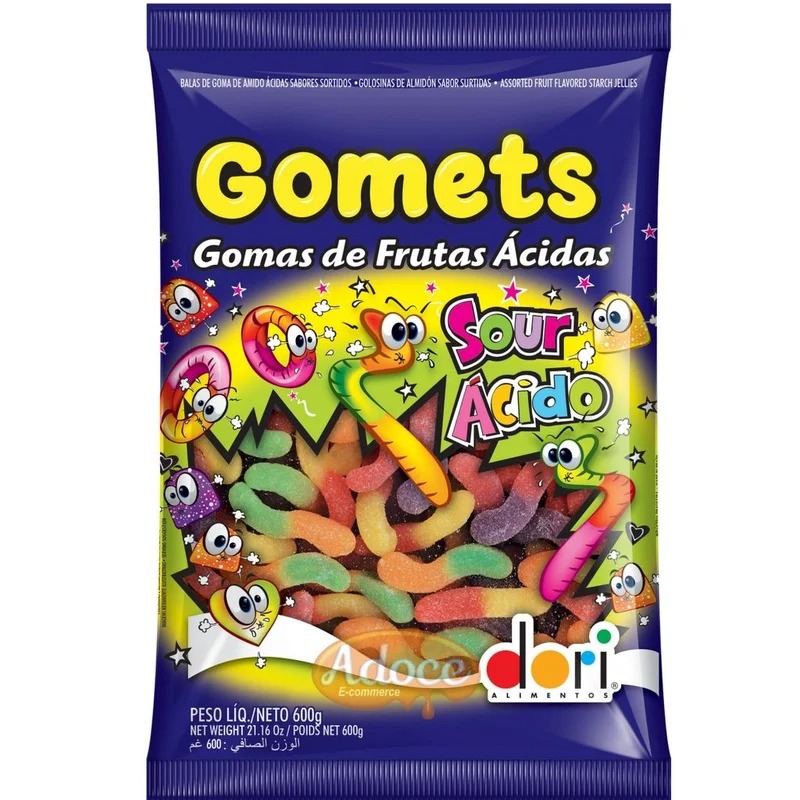 BALA GOMA GOMETS MINHOCA ACID DORI 600 G