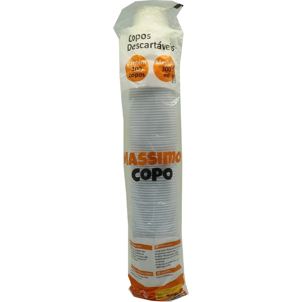 COPO DESC. 300 ML MASSIMO BRANCO 100UN