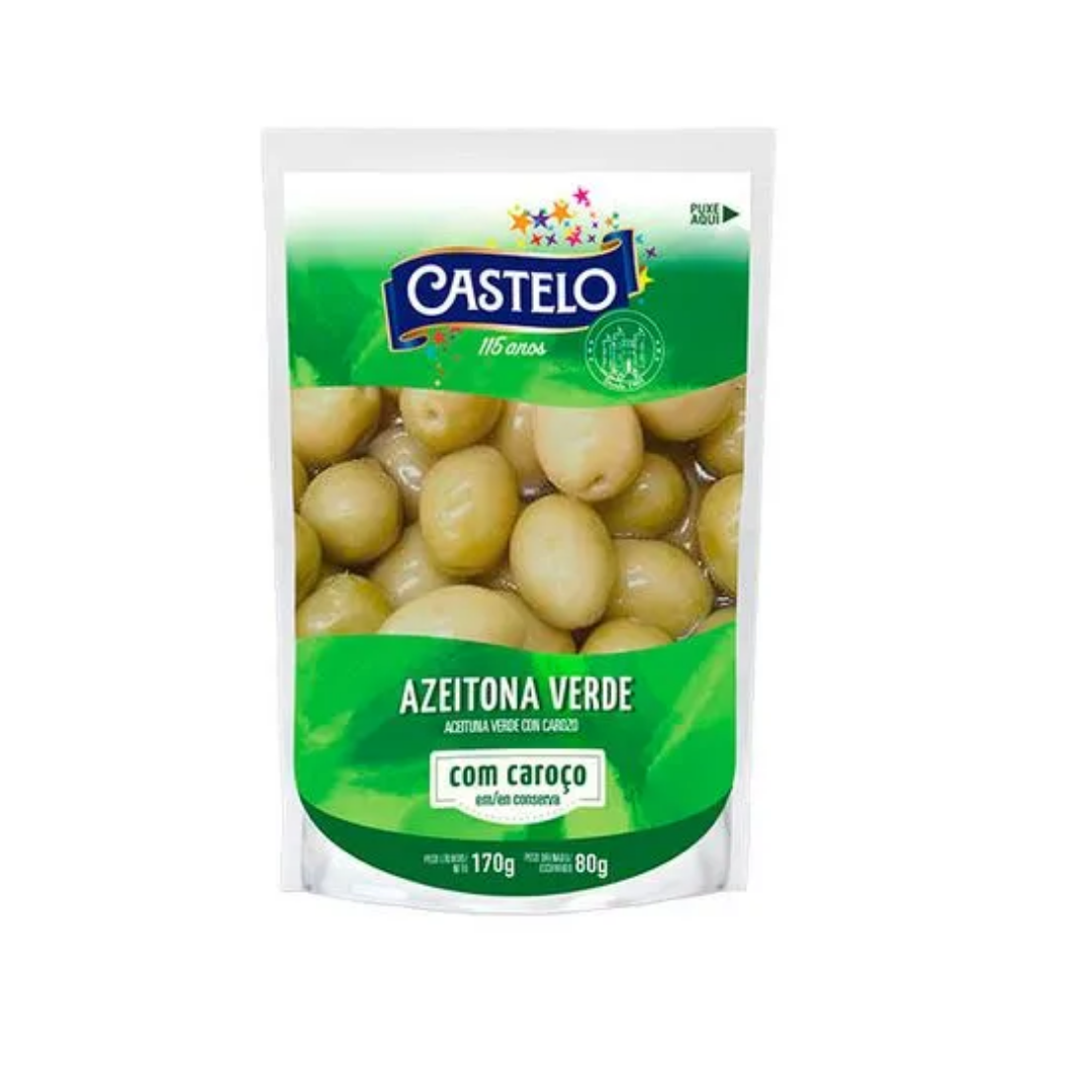 AZEITONA VERD C/CAROCO POUCH 80G CASTELO