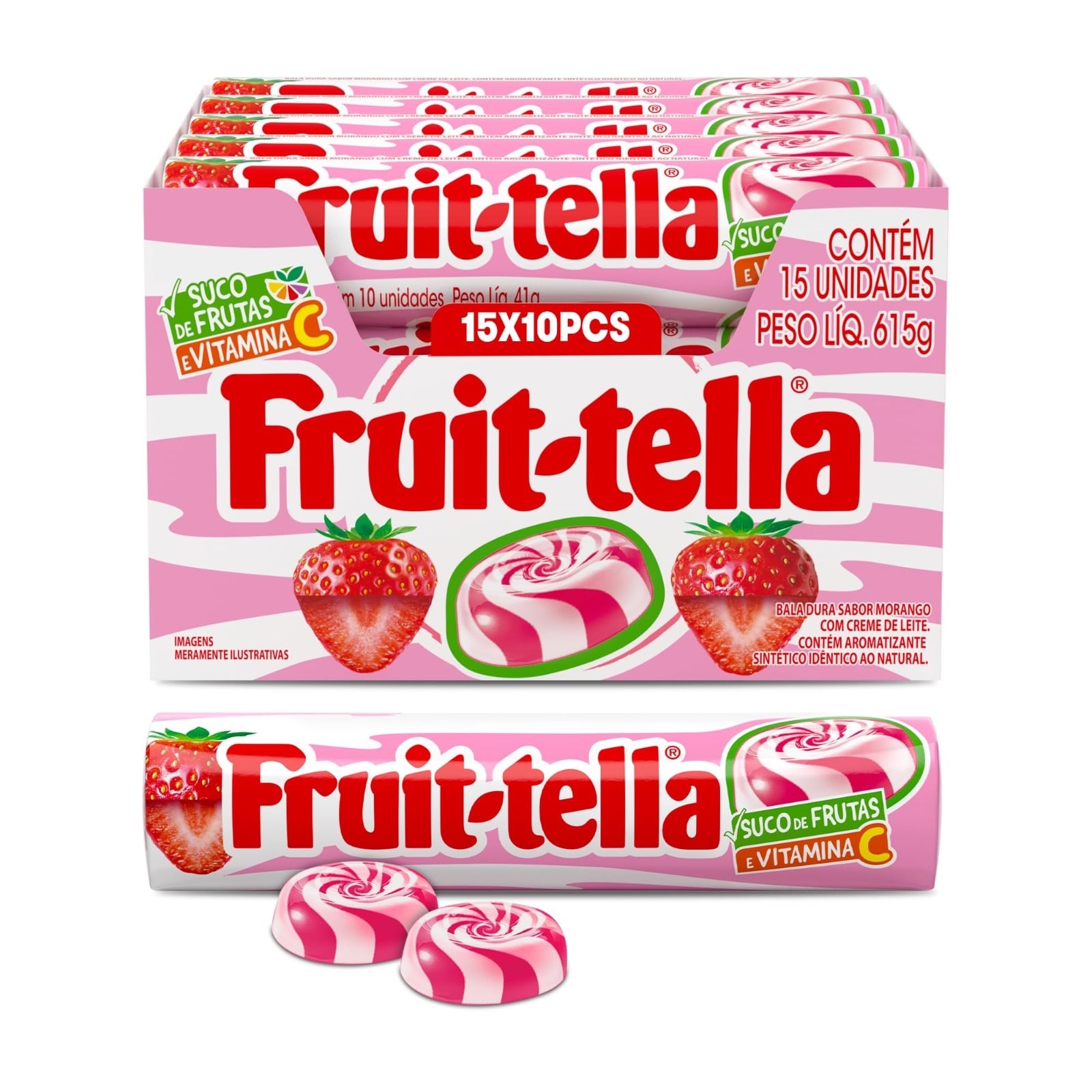 BALA FRUITTELLA SWIRL MORANGO VIT C 41 G