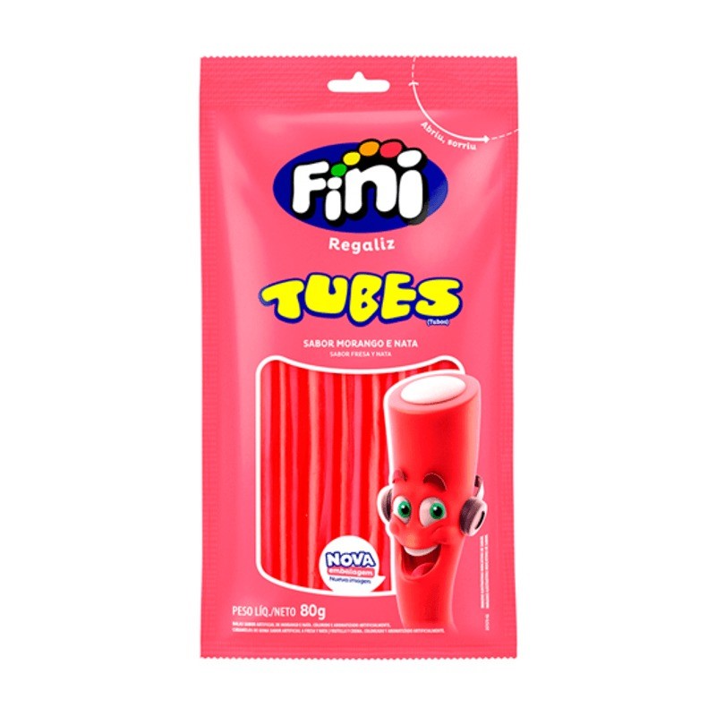 FI BALA GELATINA FINI TUBES MORANGO 80G