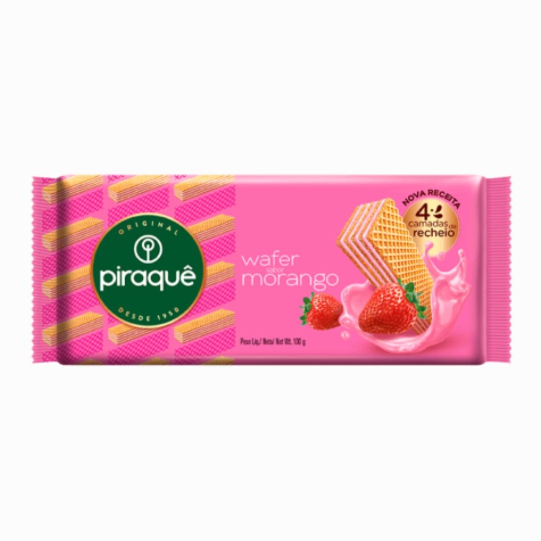 BISCOITO PIRAQUE WAFER 100 G MORANGO