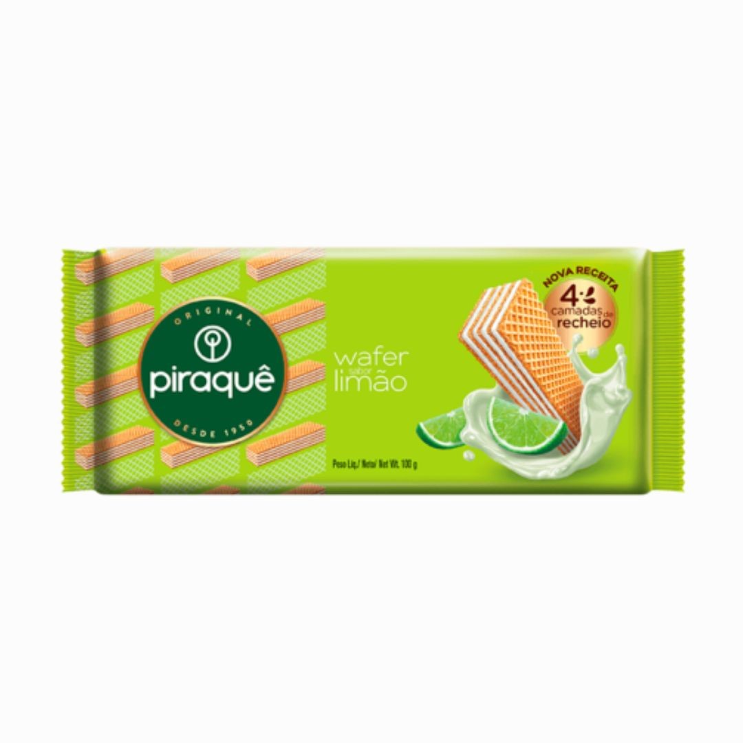 BISCOITO PIRAQUE WAFER 100 G LIMAO