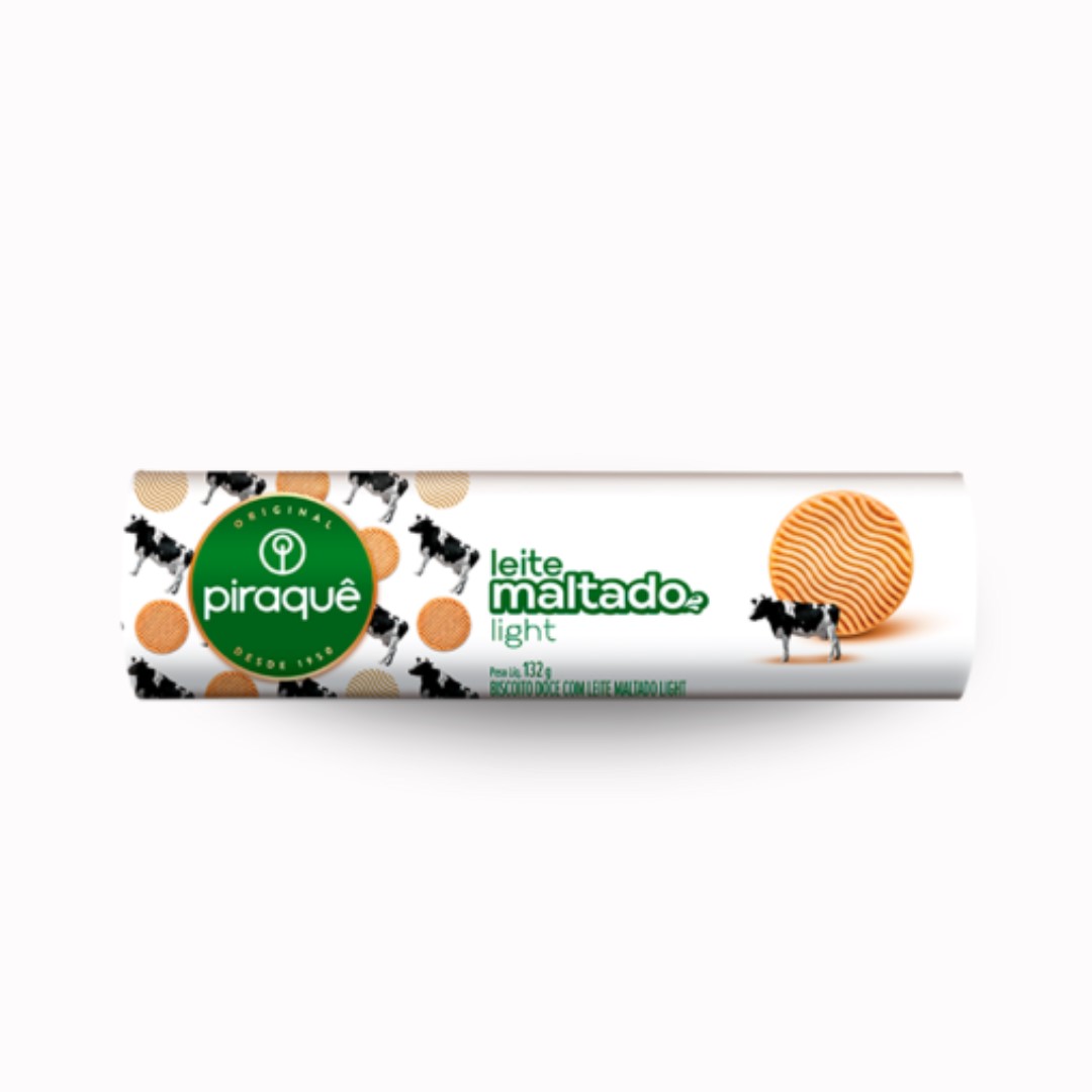 BISCOITO PIRAQUE 132G LEITE MALT LGHT