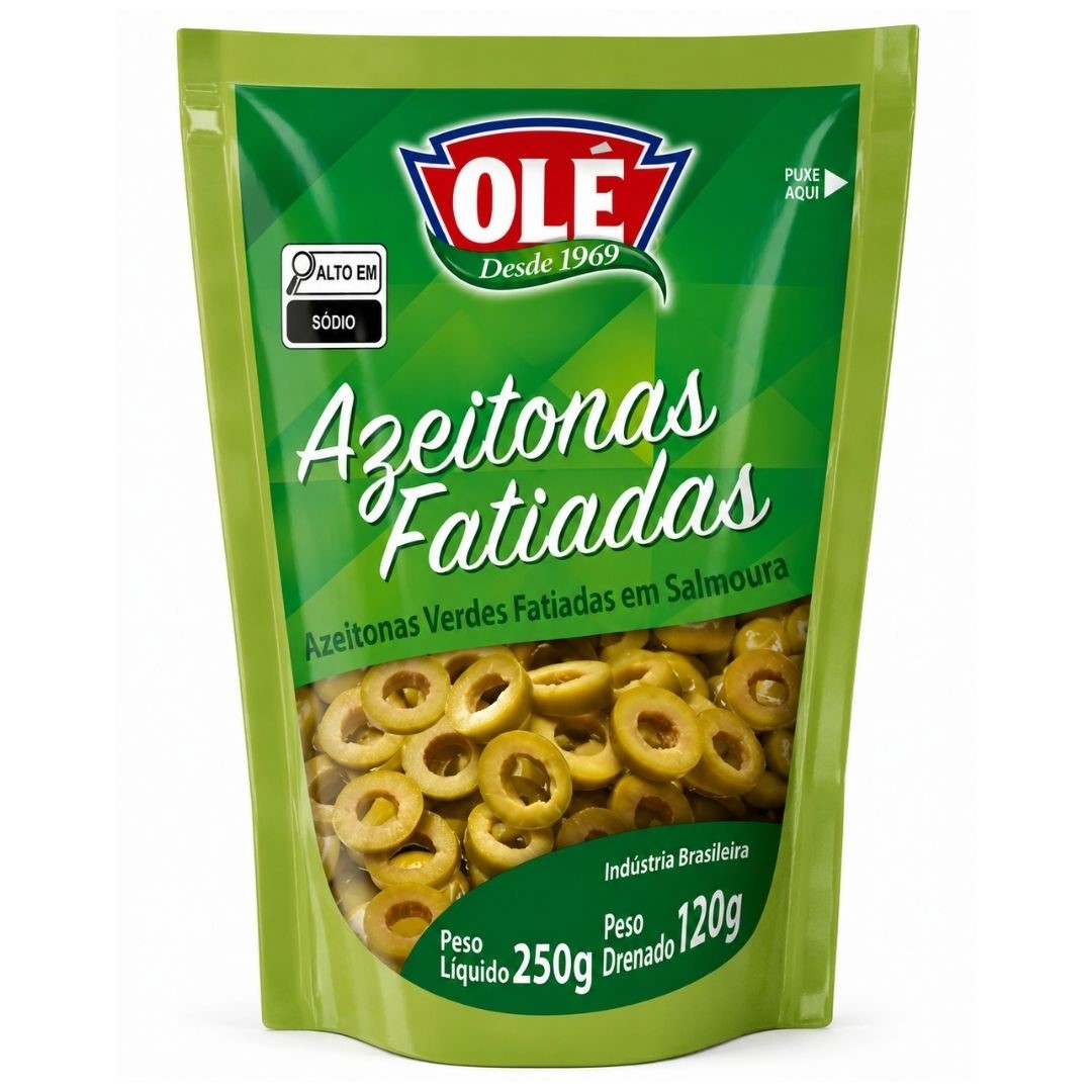 AZEITONA VERDE FATIADA SACHE 120G OLÉ