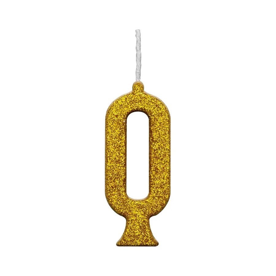 VELA PARABENS GLITTER DOURADA N°0 C/1 UN