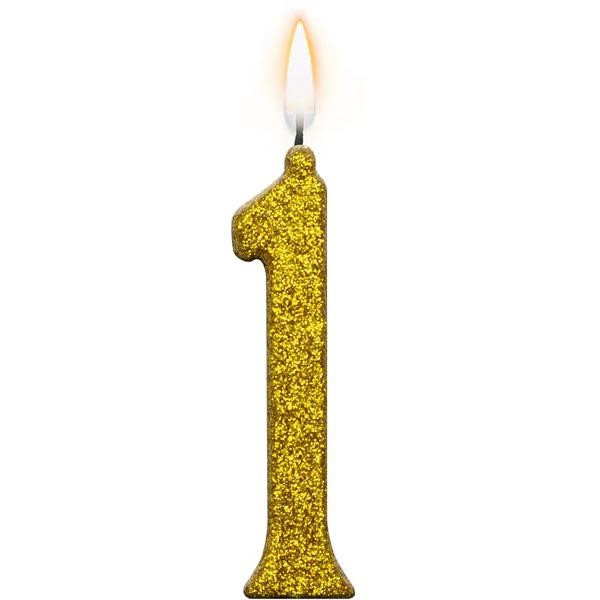 VELA PARABENS GLITTER DOURADA N°1 C/1 UN