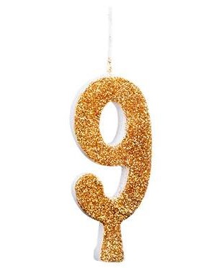 VELA PARABENS GLITTER DOURADA N°9 C/1 UN