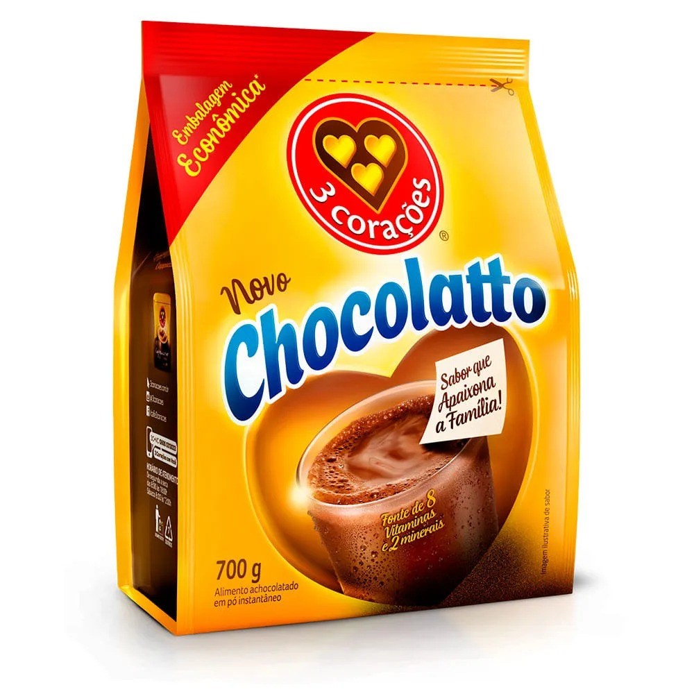 ACHOCOLATADO PO 3 CORACOES CHOCO 5S 700G