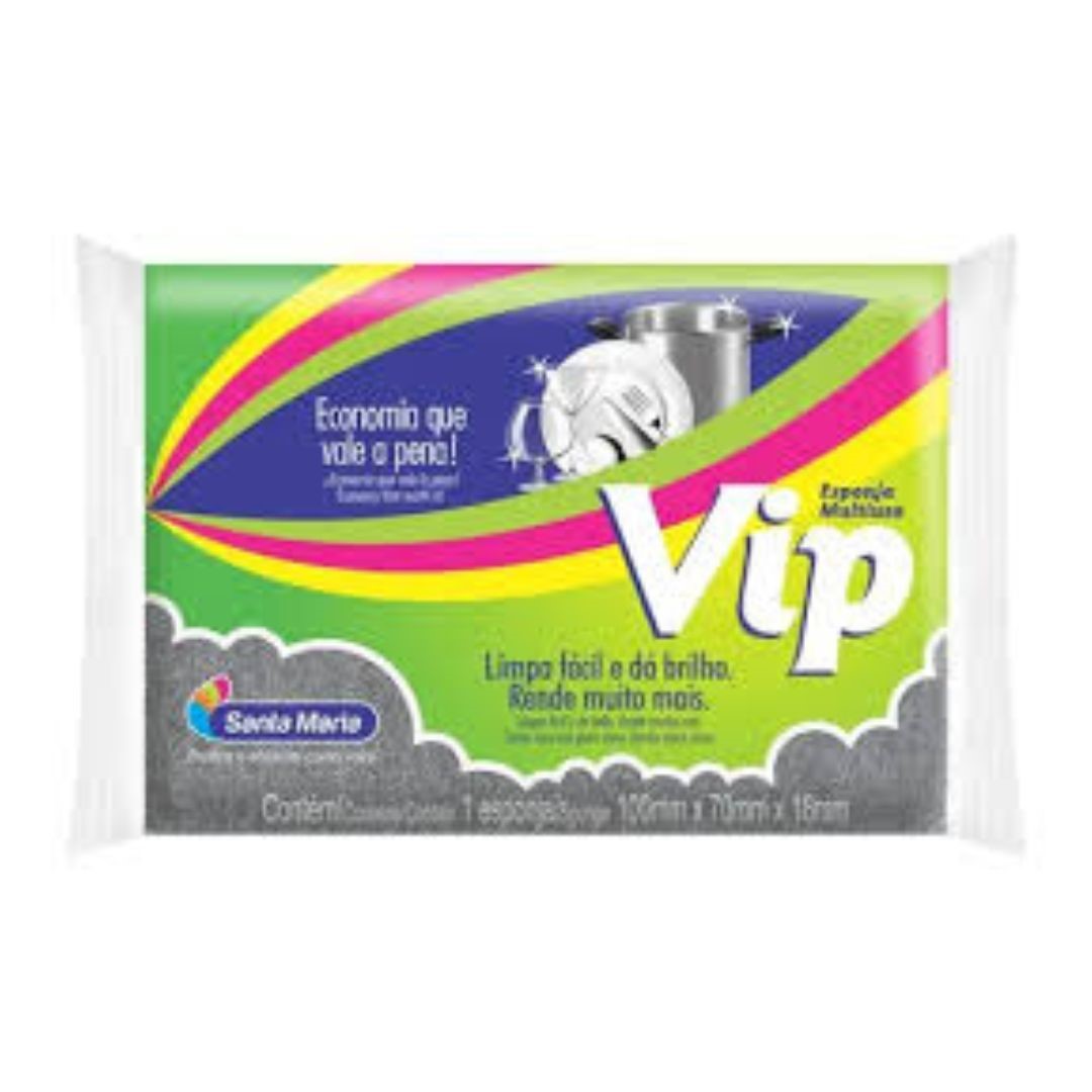 ESPONJA MULTIUSO VIP VERDE E AMARELO