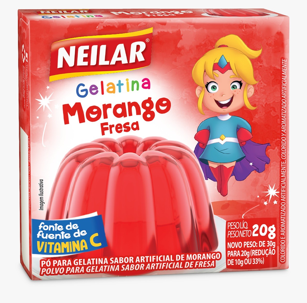 GELATINA NEILAR MORANGO 20 G