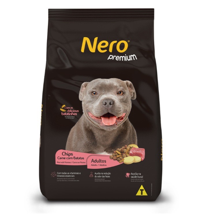 RACAO NERO PREM CHIPS CRN&BAT 20 KG