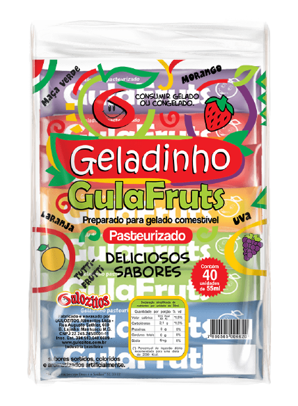 GELADINHO GULAFRUTS 55ML SORTIDO 40 UN