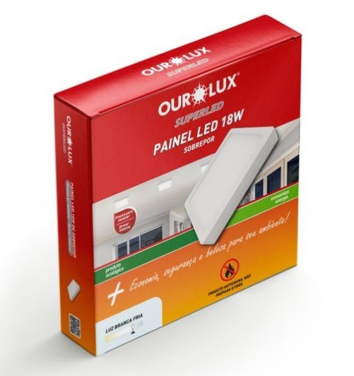 PAINEL LED ECO QUAD EMB OUROLUX 18W 6,5K