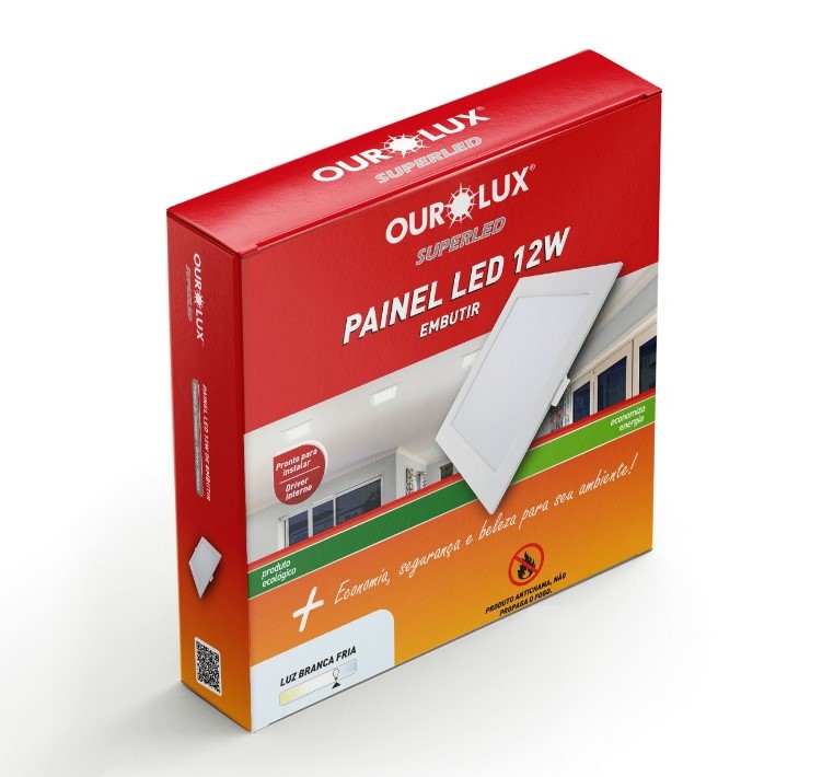 PAINEL LED ECO QUAD EMB OUROLUX 12W 6,5K
