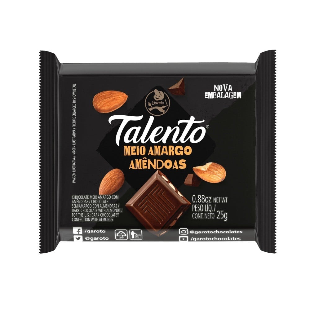 TALENTO GAROTO 25 G MEIO AMARGO