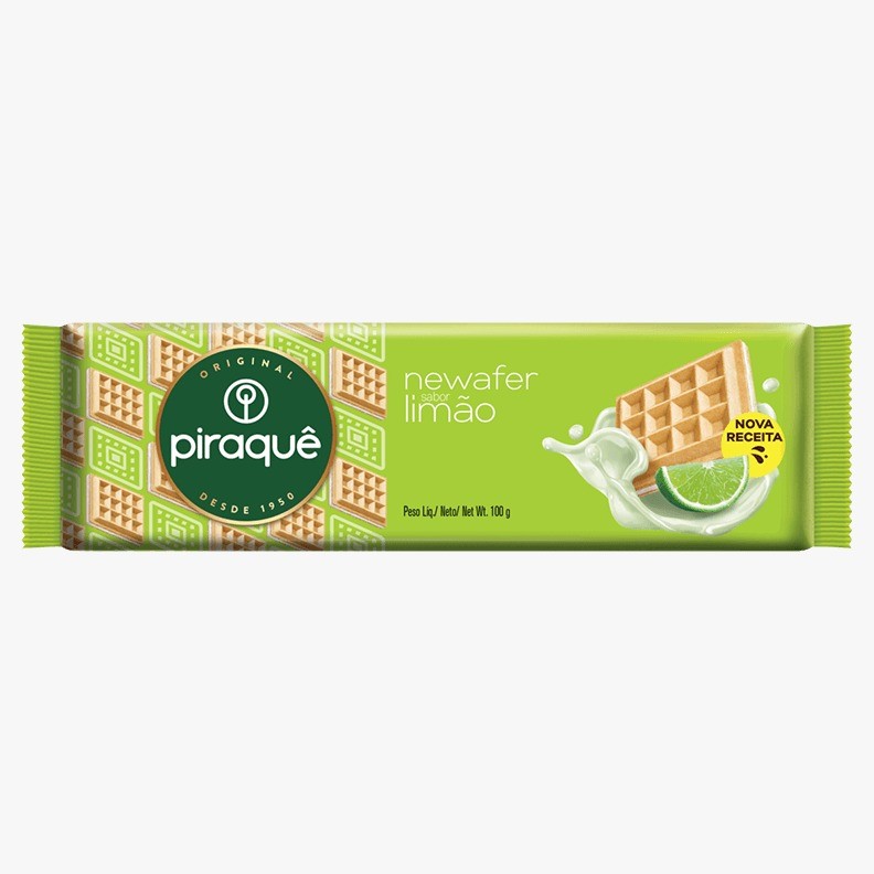 BISCOITO PIRAQUE NEW WAFER 100G LIMAO