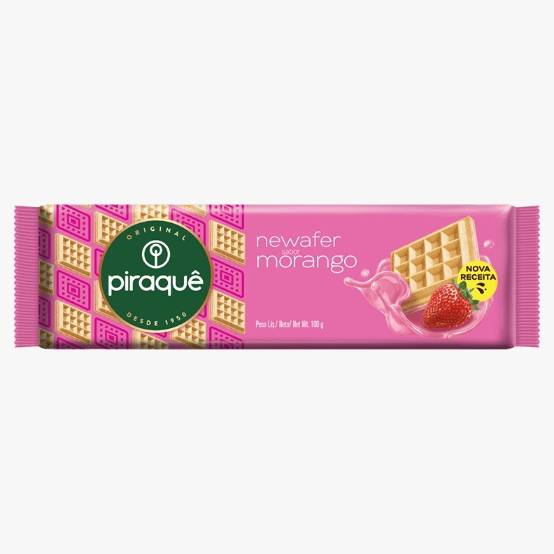 BISCOITO PIRAQUE NEW WAFER 100G MORANGO