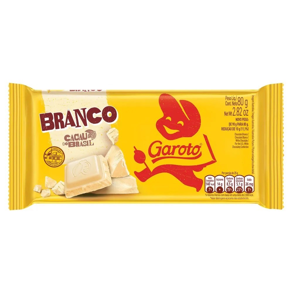 CHOCOLATE GAROTO BARRA CHOC BRA 80G PROM