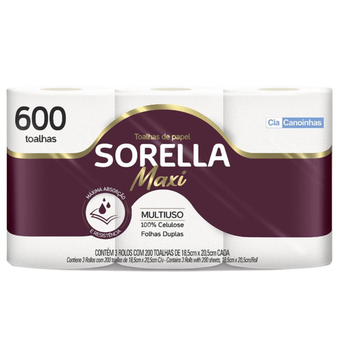 CN TOALHA DE PAPEL SORELLA MAXI 3UN 600F