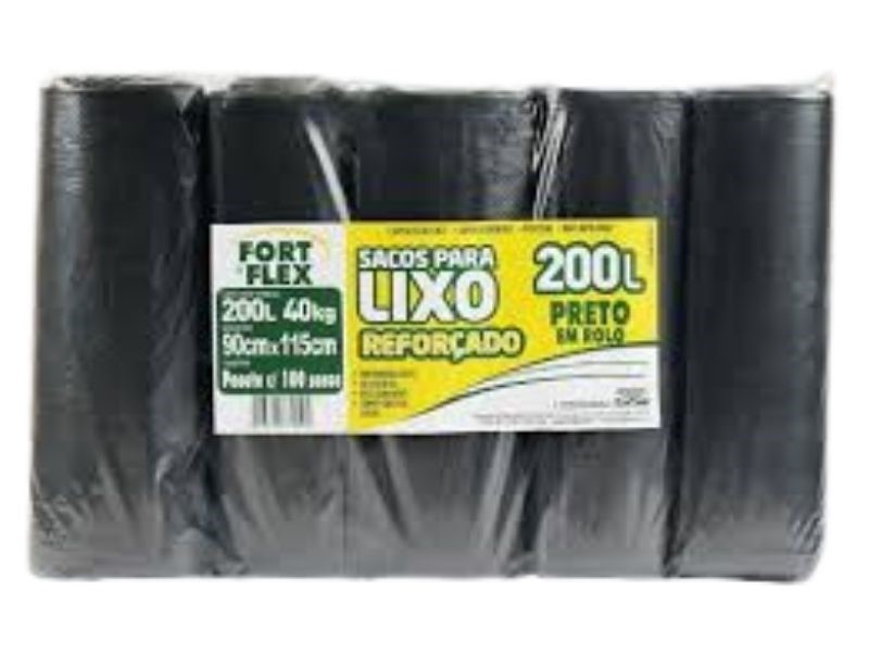 SACO DE LIXO PRETO FORT FLEX 200L C/5ROL
