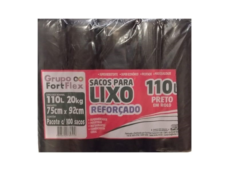SACO DE LIXO PRETO FORT FLEX 110L C/5ROL