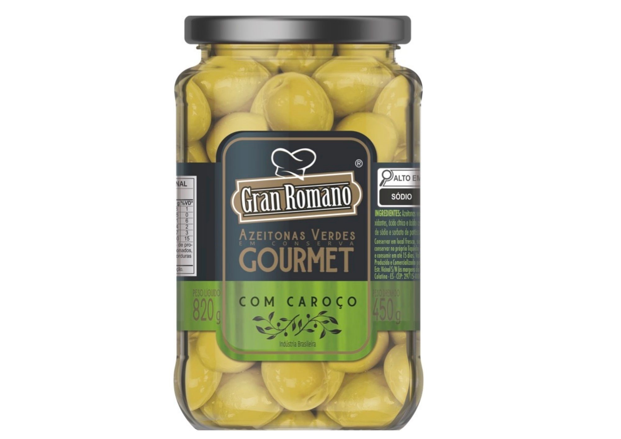 AZEITONA VERD C/CARO GRAN ROMANO 450G VD