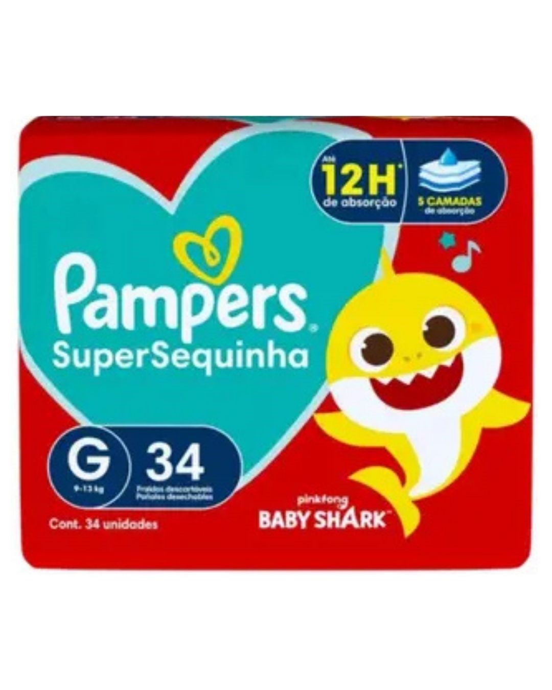 FRALDA DESC.PAMPERS SUP. SEQUINHA G 34UN