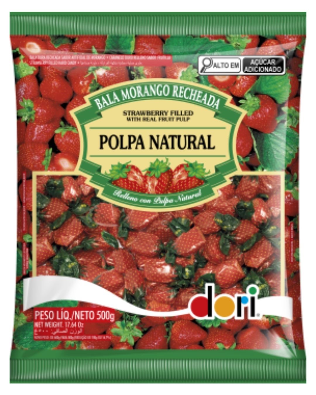 BALA DORI MORANGO RECHEADA 500 G