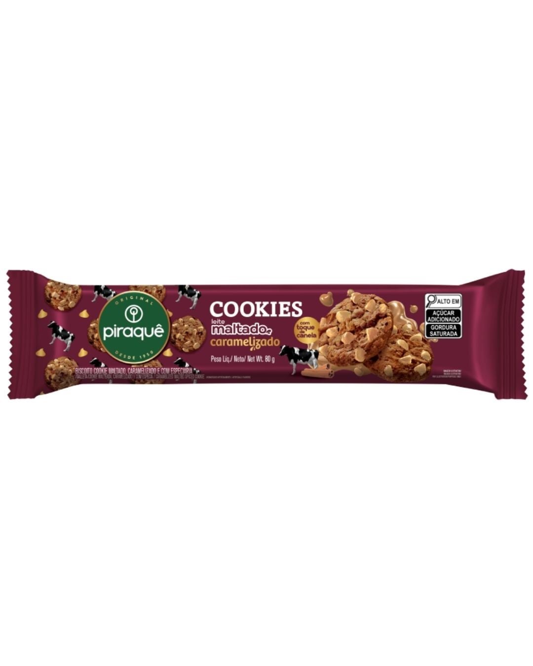 COOKIE PIRAQUE 80G LEITE MALT CARAMEL