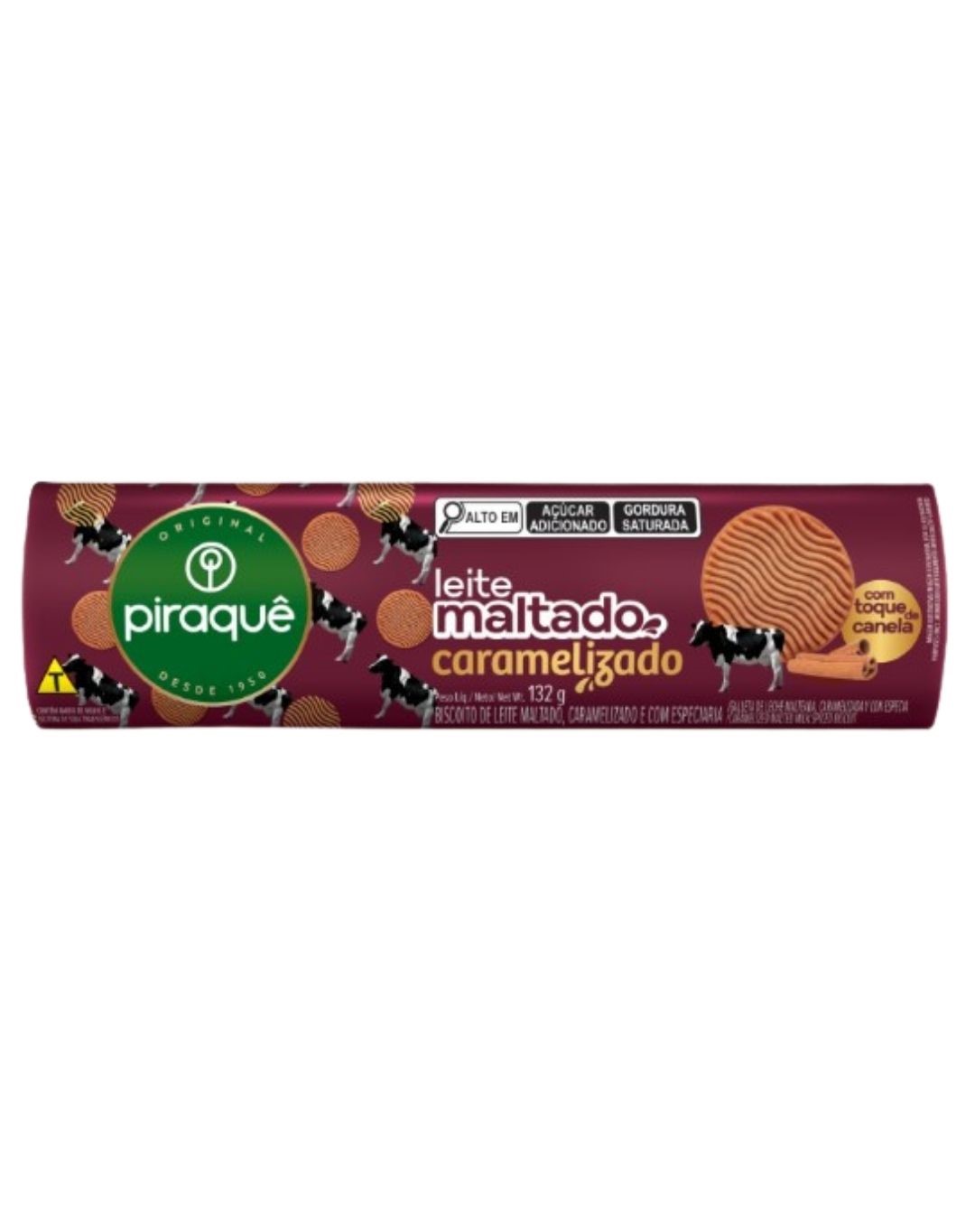 BISCOITO PIRAQUE 132G LEITE MALT CARAMEL