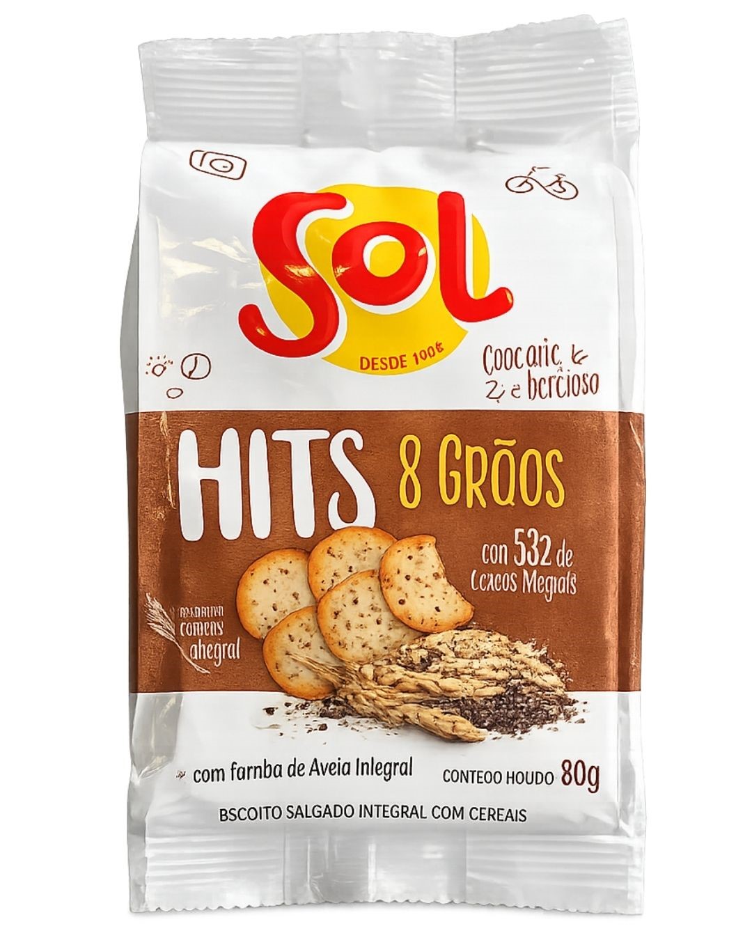 JM BISCOITO SOL HITS INT 8 GRAOS 80 G
