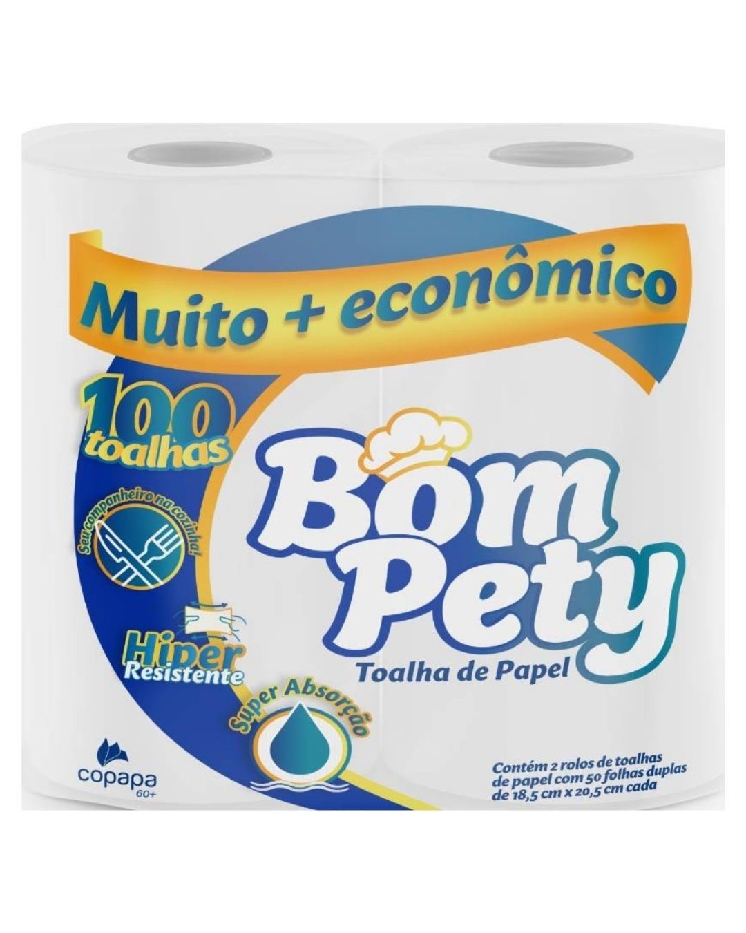 TOALHA DE PAPEL BOMPETY BCO 100FL  C/2UN